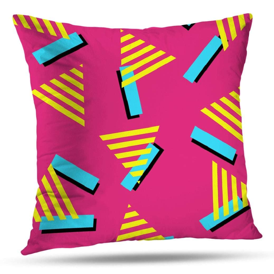 LANURA Pattern Throw Pillow Cover, Pattern Pop Graphic Funky Abstract Neon Triangle Fun 18x18 Inch Decorative Throw Pillow Case Cushion Covers Pillow Covers Standard Pillowcase,Pop Graphic Funky