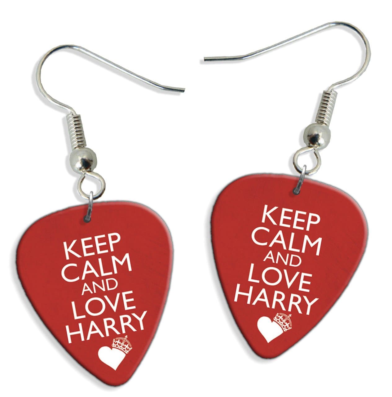 Keep Calm And Love Harry Styles One Direction 2 X Guitar Pick Earrings (GD)