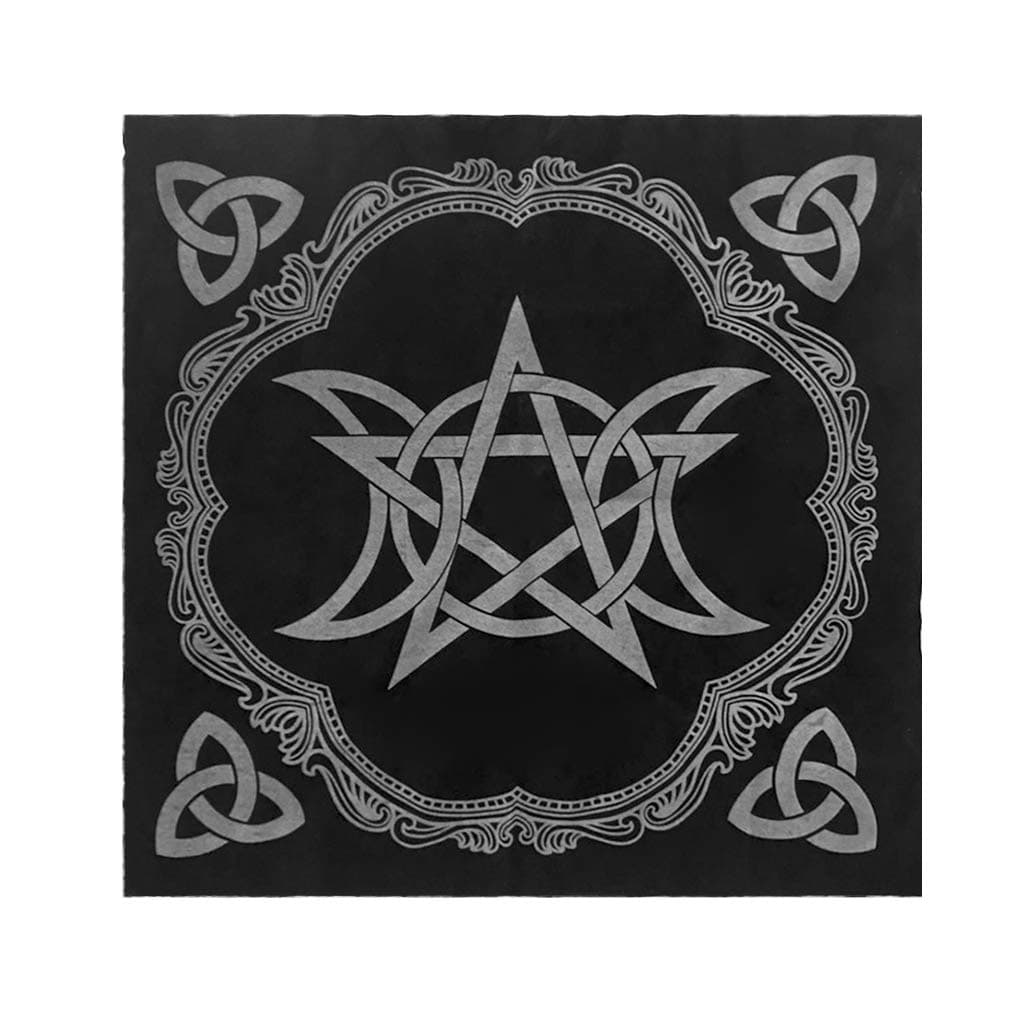 Sitonelectic Tarot Tablecloth - Mysterious Triple Moon Pentagram Altar Pattern, Tarot Cloth Soft Flannel 49x49cm (Black)