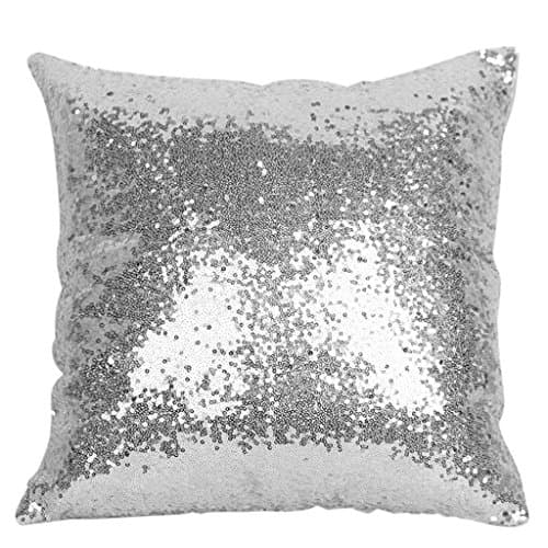 Bettal Pillow Case, Magic Reversible Sequin Pillow Cover Throw Cushion Case, 40cmx40cm (silver)