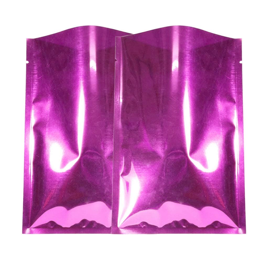 Gloss Rose Pink w/Silver Inside Open Top Mylar Type Heat Sealant Bags Flat Pouch for Dry Food Packaging 3 Side Seal(10x15CM (3.93'' x 5.90''),100)