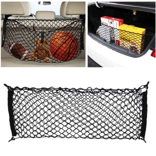 phantomx Nylon Car Trunk Rear Cargo Organizer Storage Elastic Mesh Net Holder 4 Hooks