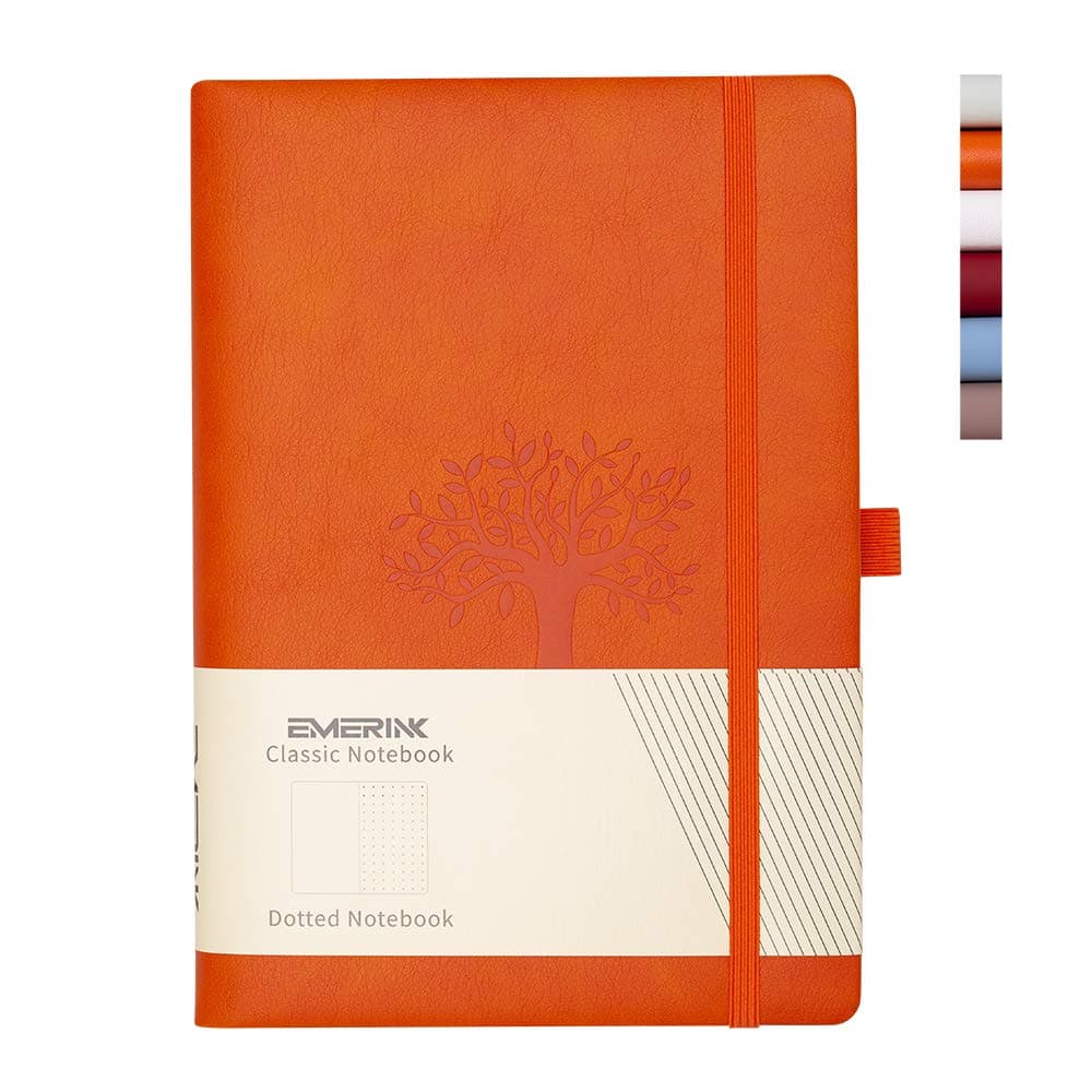 Leather A5 Notebook Journal, Bullet Dotted Journal, The Tree of Life, Pocket, Elastic Closure, Pen Holder, Bookmark,Quality Paper - 100gsm