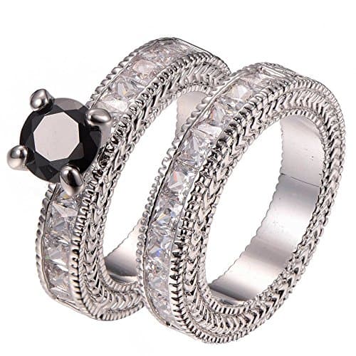 Black onyx White Sapphire 925 Sterling Silver Filled Ring Size M To U 1/2 F1324