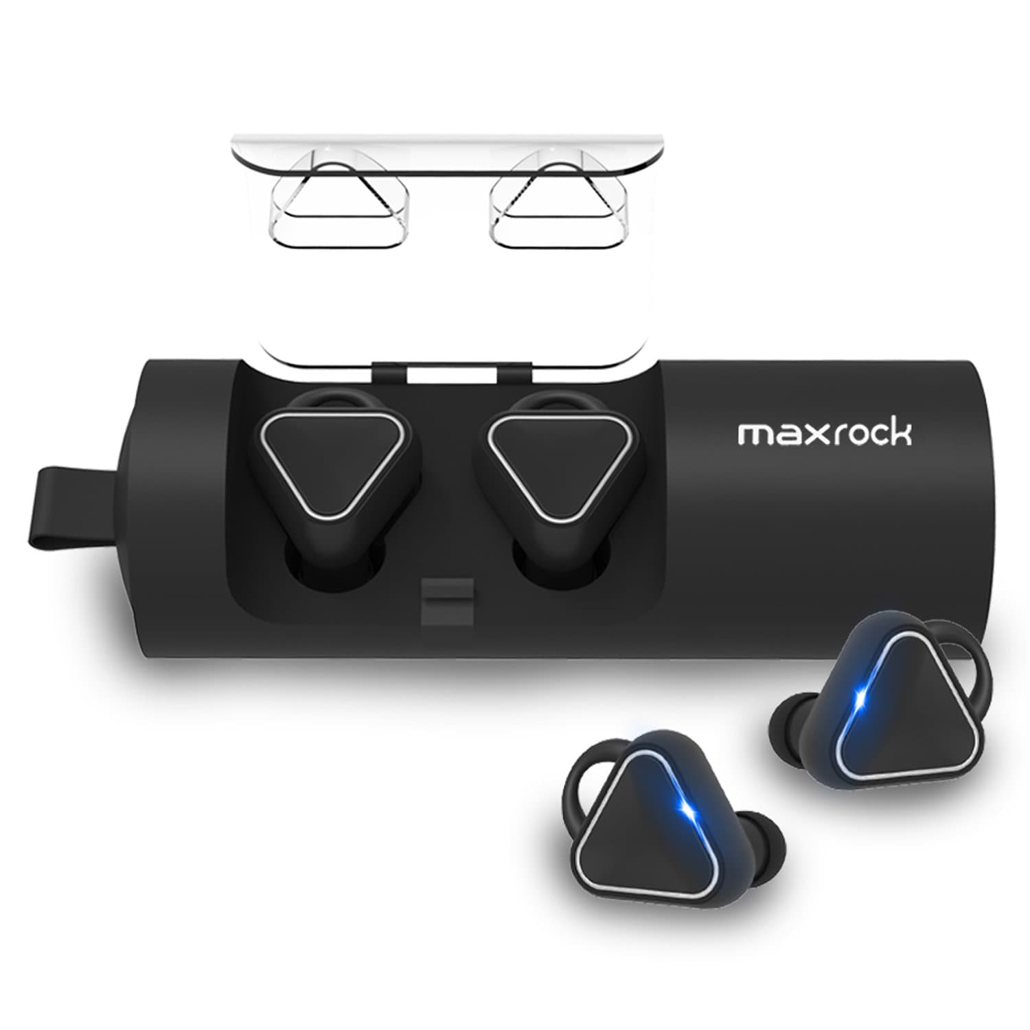 Truly Wireless Earbuds, MAXROCK Bluetooth Earbuds with Portable Charging Box, V4.2 Bluetooth Wireless Headphones HiFi Sound Anti-Dropout Earphone w/Mic for iPhone and Android Smart Phones