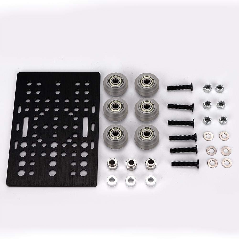 Tangxi 3D Printer Build Board Pulley Kit,3D Printer Accessory Universal Build Board Wheel Kit, 3mm Thickness V-Slot NEMA 17 Linear Guides Construction Board Pulley Kit for 3D Printer(White)