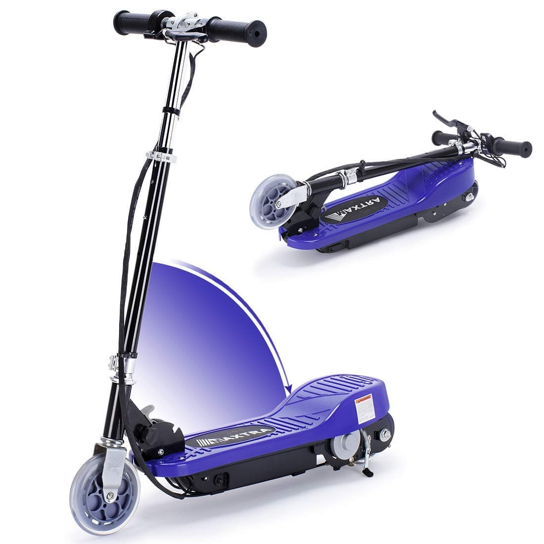 Overwhelming Upgrade E100 Adjustable Handlebar Height Folding Electric Scooter for Kids, 160LBS Max Weight Capacity No Kick to Start Motorized Scooters, up to 10mph -Dark Blue