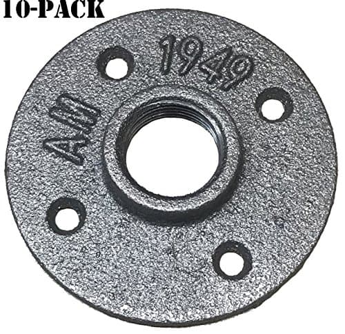 William Roberts Vintage 10 Pack Black Floor Flange Pipe Fitting, DIY Pipe Shelf Mounting Base, Industrial Pipe Furniture Fittings, NO CHINA STAMP (3/4")