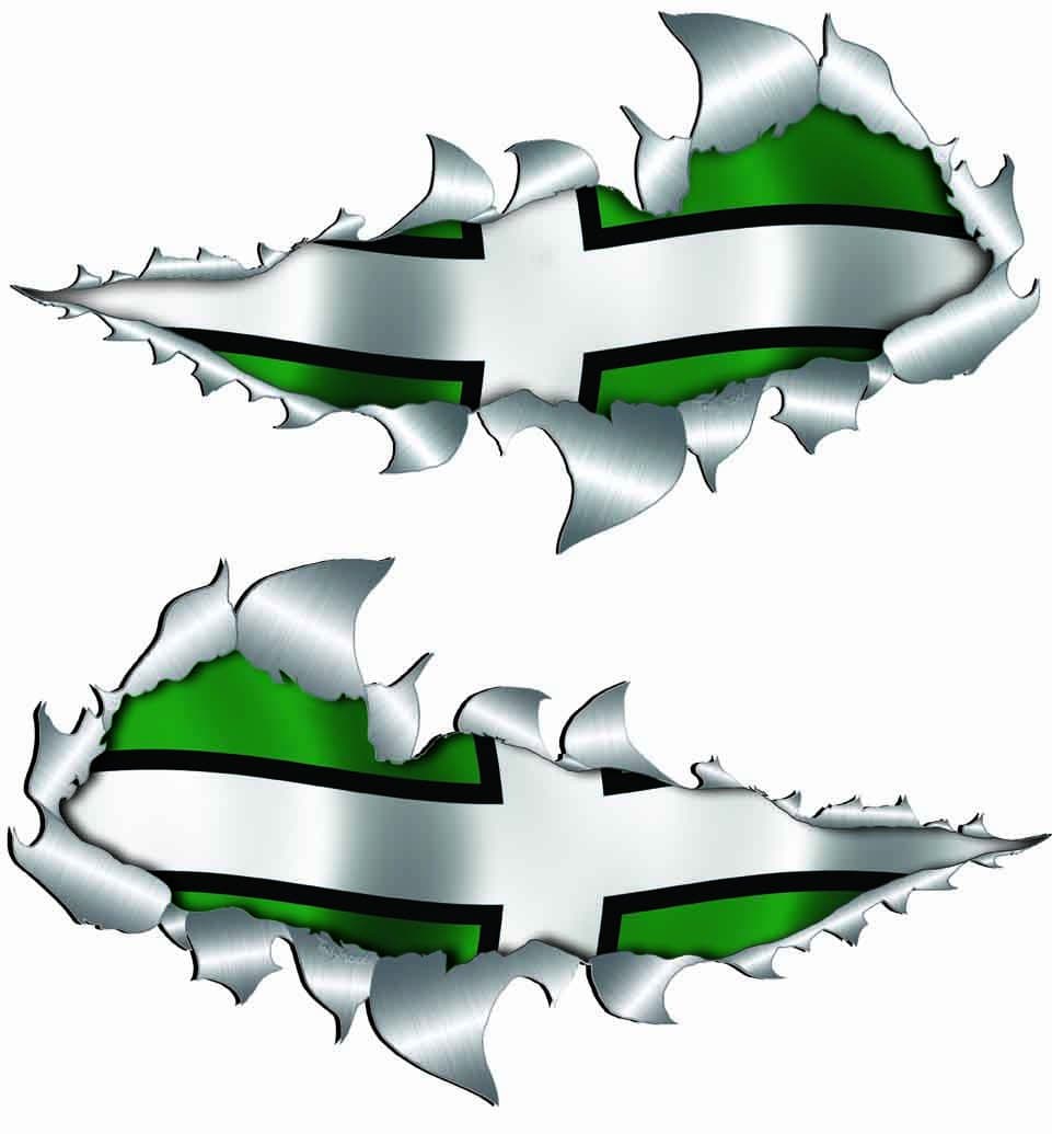 Large Size Devon Flag Metal Rip Open Sticker