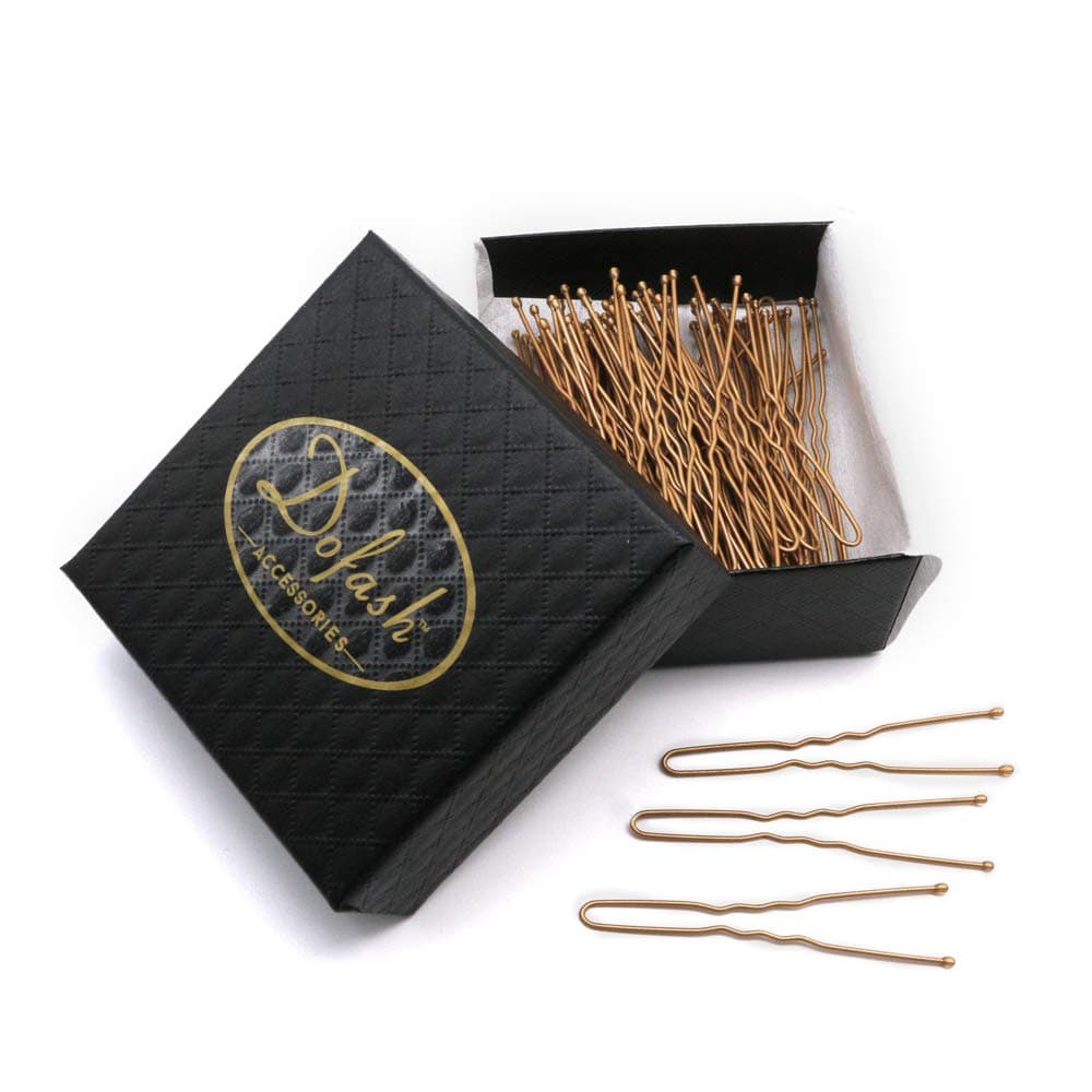 Dofash Metal 60pcs U Shape Bobby Pins 6cm/2.4" Hair Clips grips for Hair Decoration with gift box (Blonde)