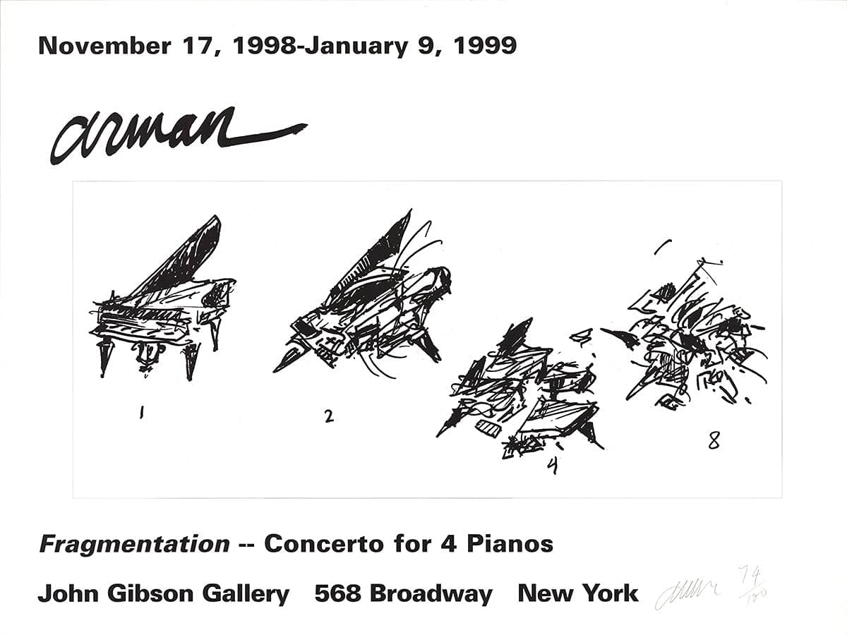 PIERRE FERNANDEZ ARMAN Fragmentation SIGNED 18" x 24" Offset Lithograph 1999 Contemporary Black & White