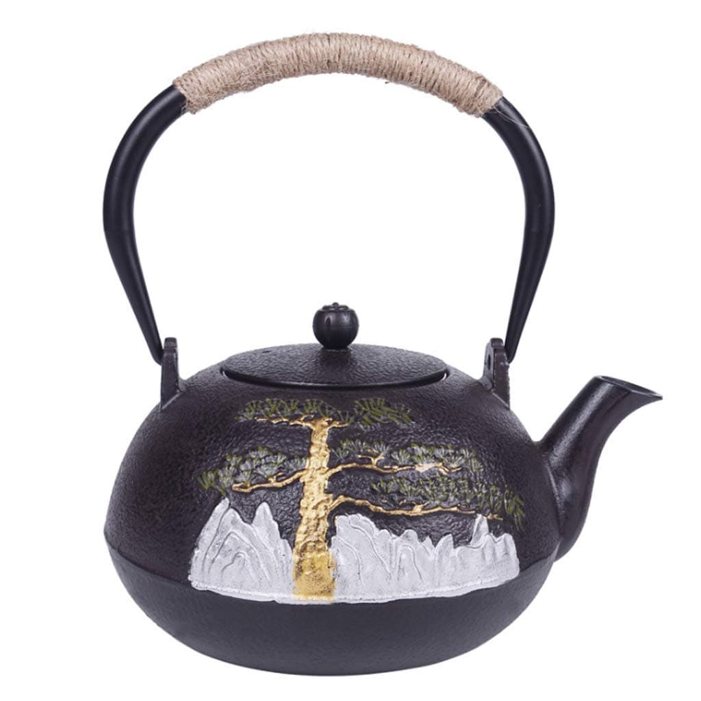 DTH Teapot with Filter Teapot Cast Iron Teapot with Stainless Steel Filter Stove Kettle, 1.2L, Handmade, Chinese