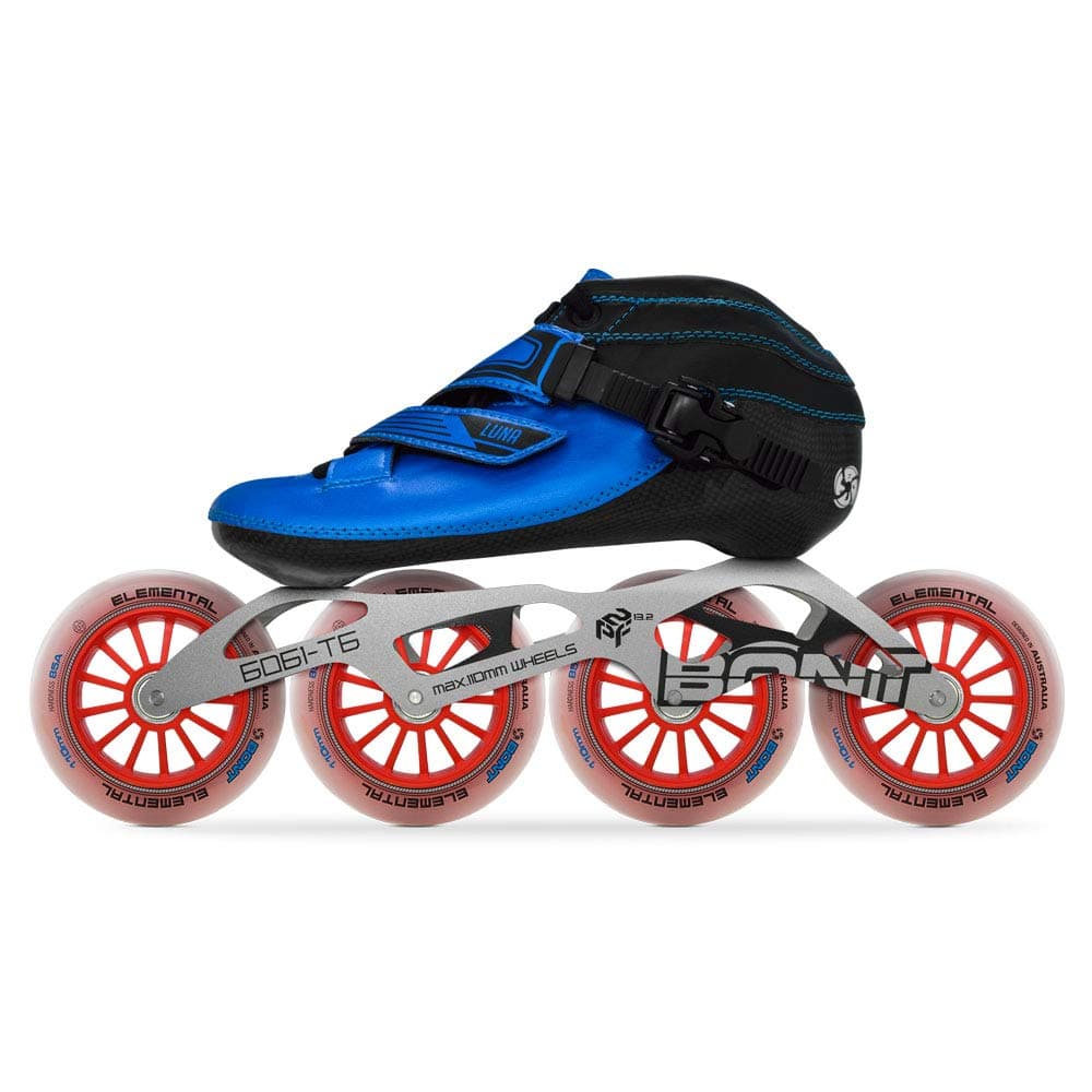 Bont Inline Skates | Inline Speed Skating Racing | Luna Skate Boot + 2PF 6061 Frame + Elemental 110mm Wheels + ABEC5 Bearings | Vegan | Youth - Boys - Girls - Men - Women