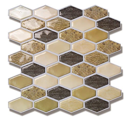 Hexagon Peel and Stick Backsplash for Kitchen, Self-adhesive Wall Tile(Beige, 4 Sheets)