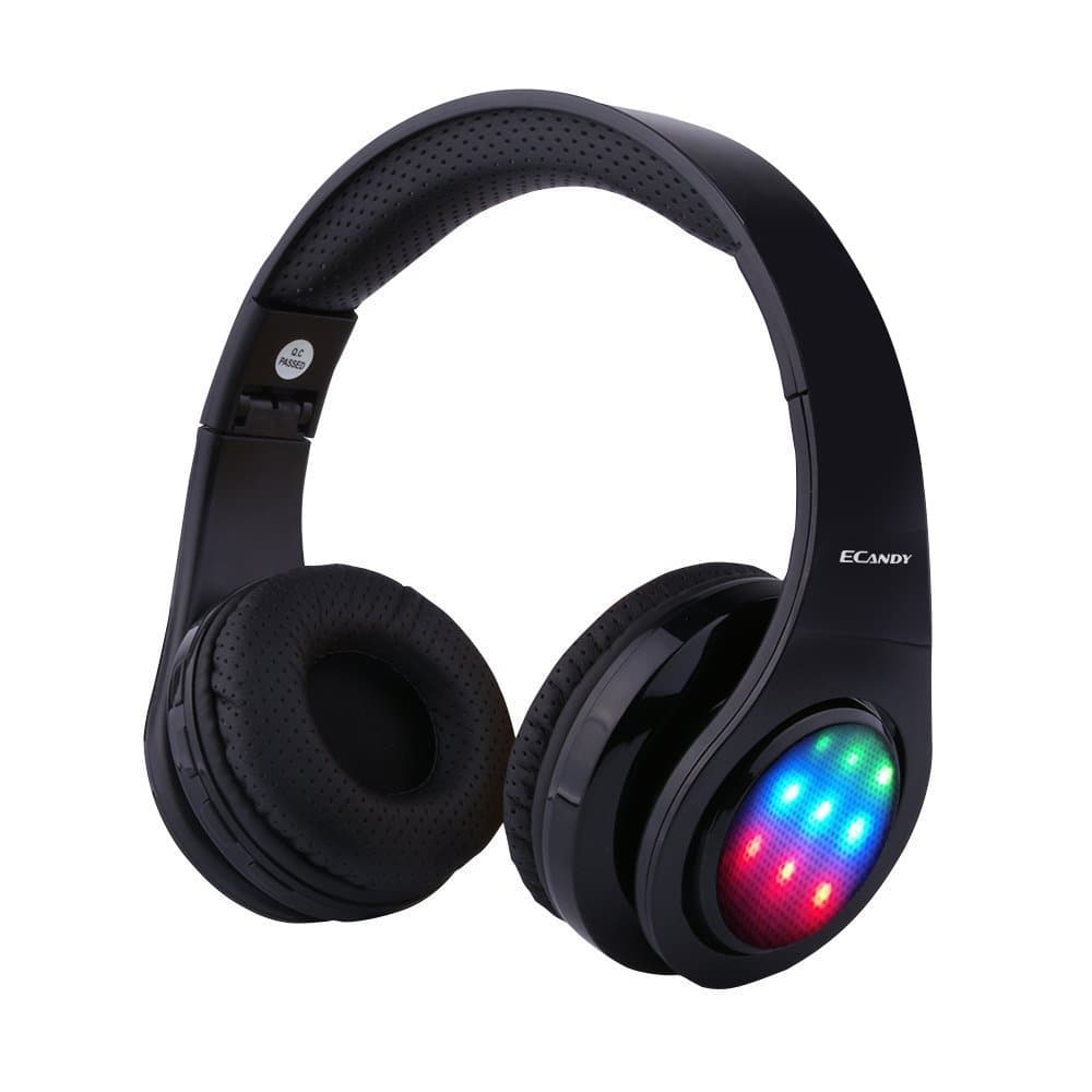 Lobkin Bluetooth Headphone with 3 Led Light Mode Stereo Music Foldable Over-ear Hifi Sound Built in Mircophone Hands-free Wireless Calling for Iphone 7 6S 6S Plus ,Samsung , Android Smartphone,Tablet,PC,MAC and Laptop.(Black)