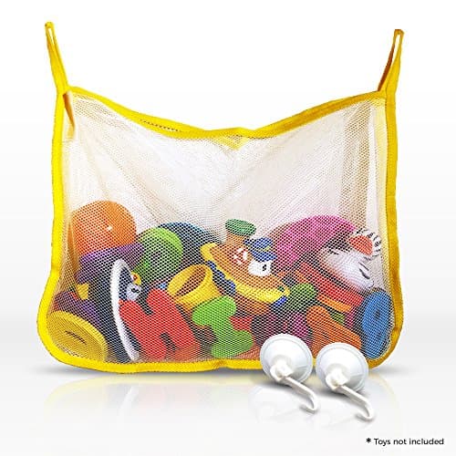 Bath and Shower Toy Organiser Set - Large Mesh Bath Toy Net with 2 Strong Suction Cups For Smooth Surfaces - Keep Your Kid's Bath Tub Toys Dry and Off of the Bathtub and Bathroom Floor - For Showers