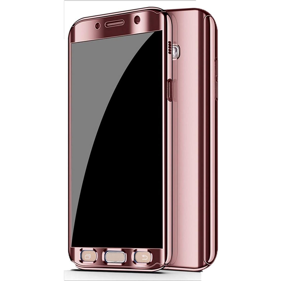 Galaxy Note 9 Case, Ultra Slim Electroplate 360 Degree Full Body Protection Mirror Case with Tempered Glass Screen Hard PC Protector for Samsung Galaxy Note 9 (Rose Gold-)