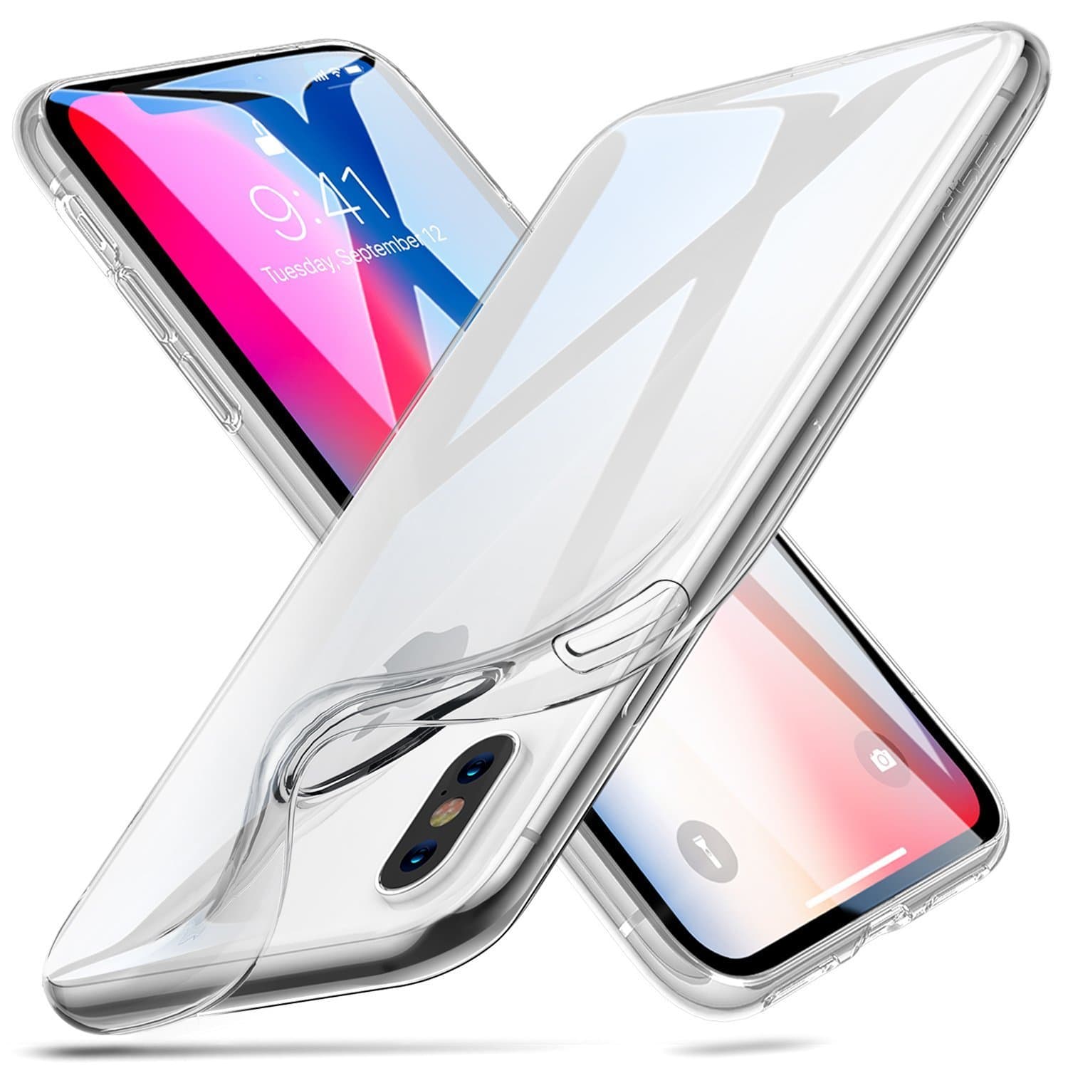 iPhone X Case, Korostro Cover iPhone X TPU Case Transparent Ultra Thin Shock Absorption Gel Case Silicone shockproof Anti-Scratch Bumper Case for iPhone X Protective Case - Clear