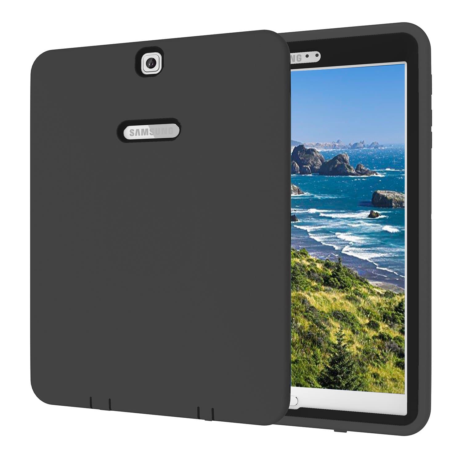 Mupoo Galaxy Tab S2 9.7 Case, Heavy Duty Rugged Shockproof Hybrid Silicone Case Cover for Samsung Galaxy Tab S2 9.7" Tablet 2015 Release (Black/Black)