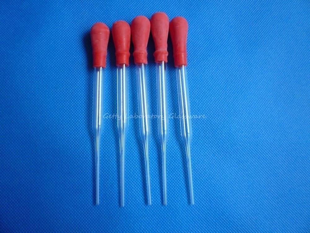 Rubber Head Glass Dropper, 80mm Length, 5pcs/set