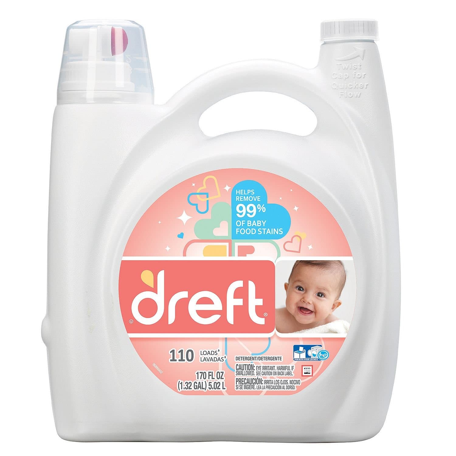 Dreft HE Liquid Laundry Detergent, 170 oz - 110 Loads High Efficiency, New!!!