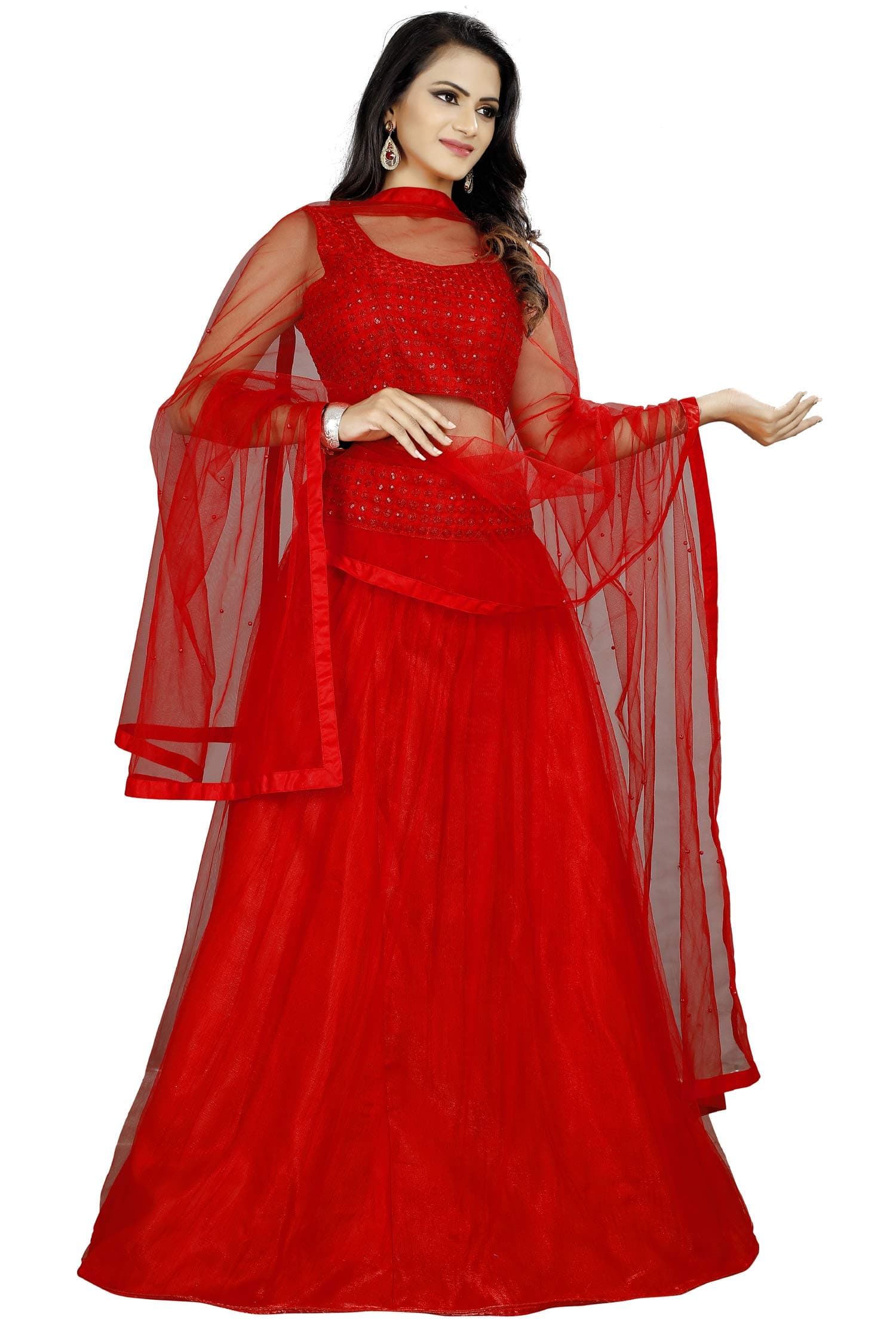 Women's Net Semi-stitched Lehenga Choli