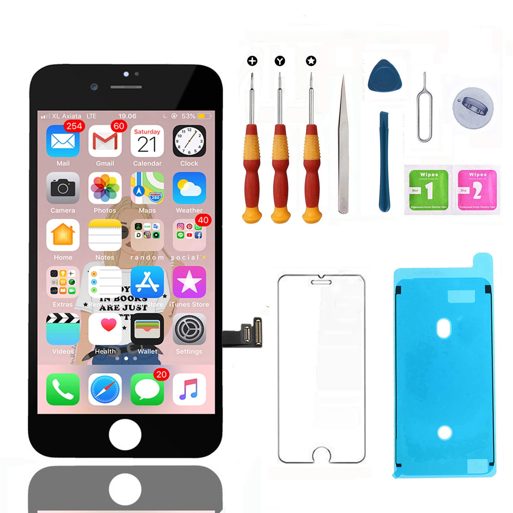 Swgrdin 3D Touch Screen Frame for iPhone 7 Screen Replacement Black 4.7", Display Assembly LCD for iPhone 7 Digitizer with Tool Kits and Screen Protector, A1660, A1778, A1779 Only