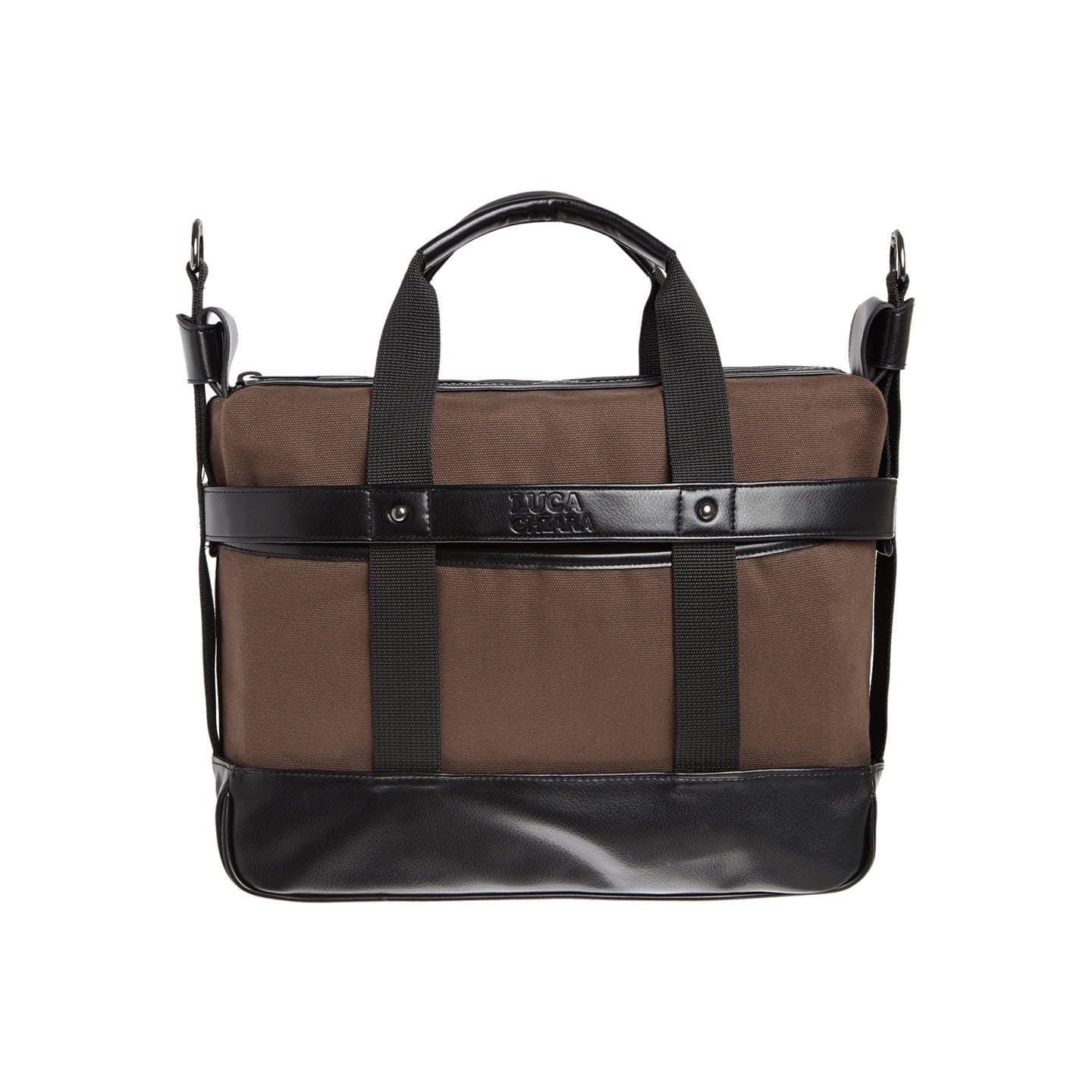 Vegan Leather Brown Canvas Computer Bag - Alberto