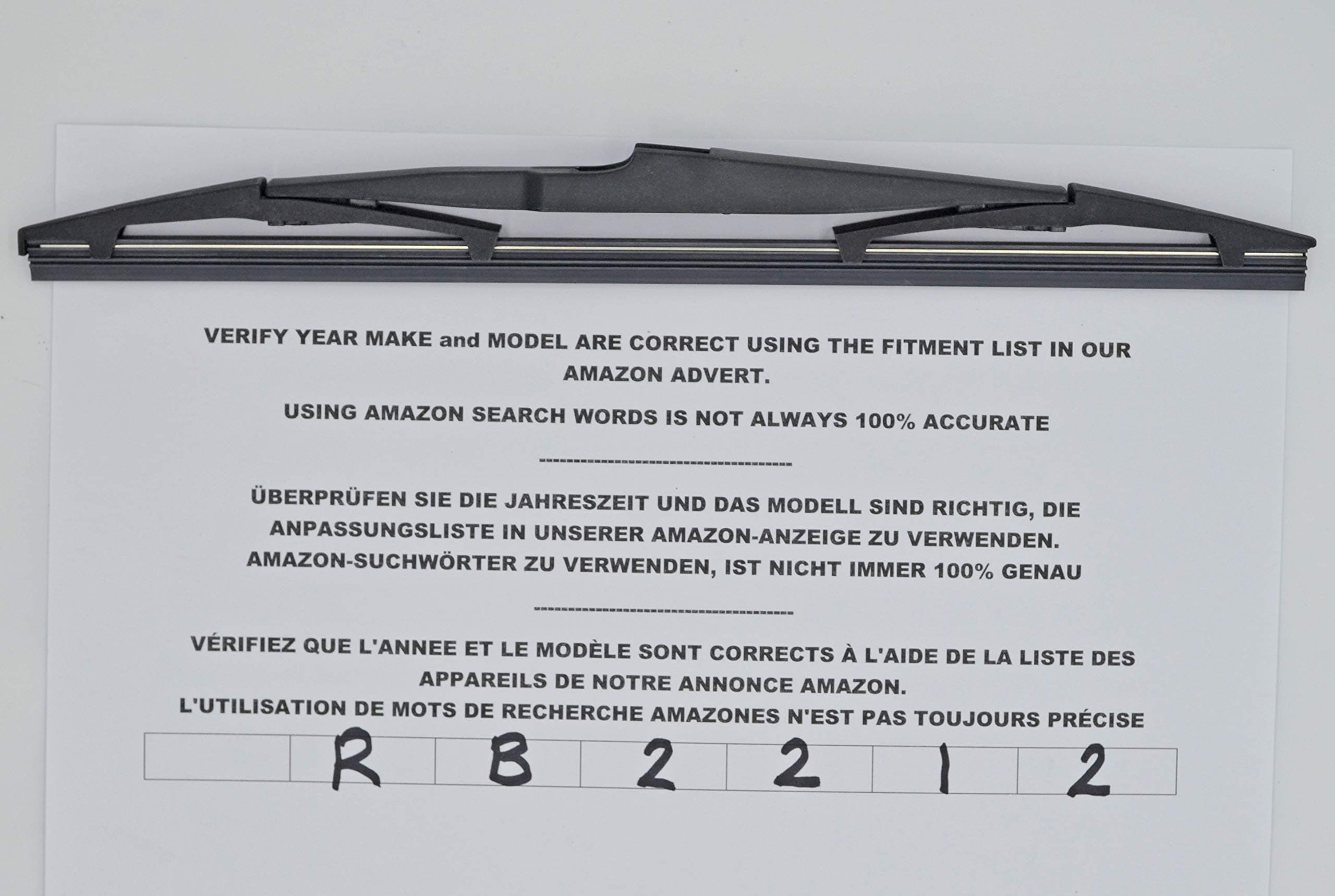 Exact fit Rear Wiper Blade RB2212