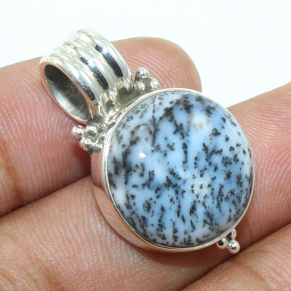 925 Sterling Silver Dendritic Opal Gemstone Unique Pendant