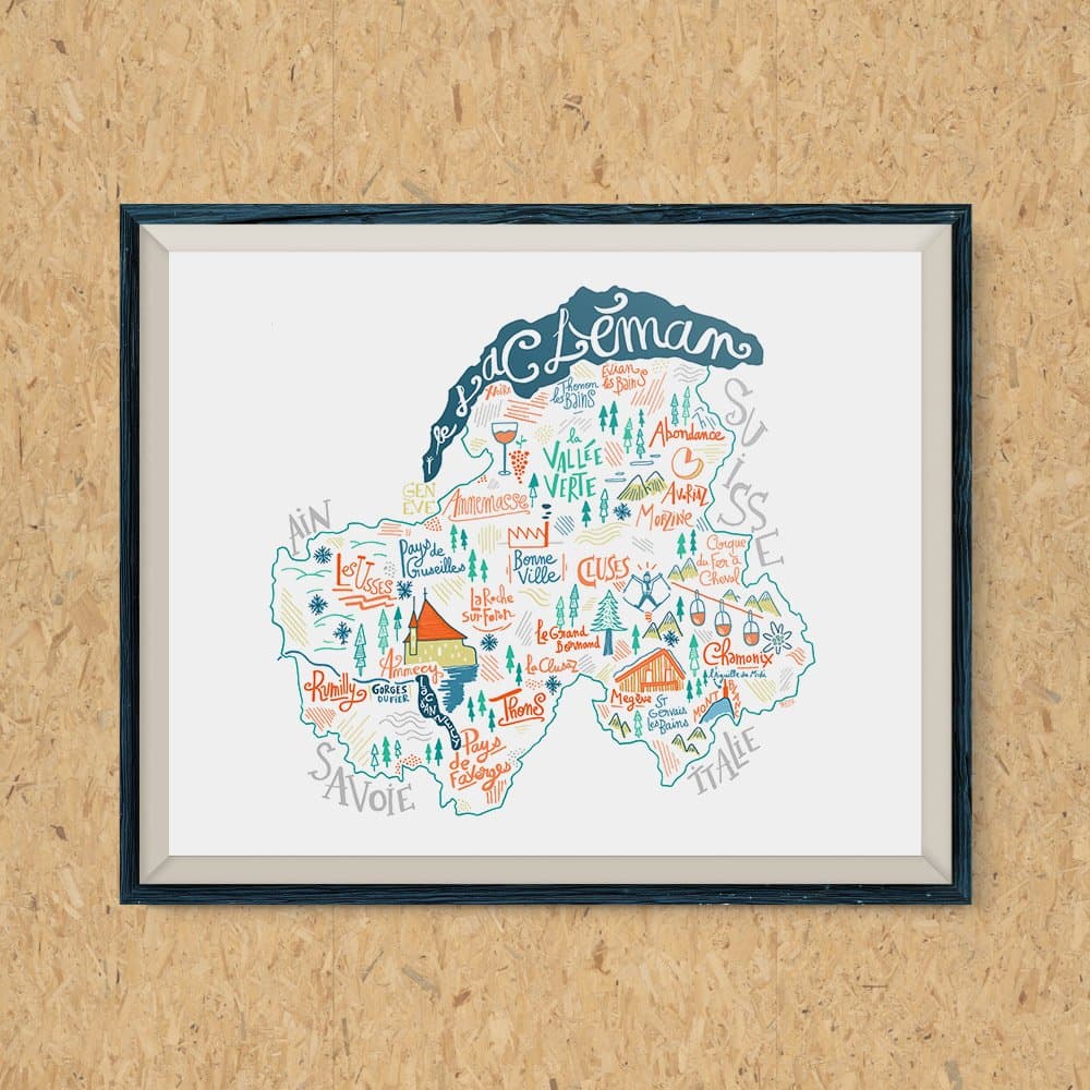 Haute-Savoie region map print