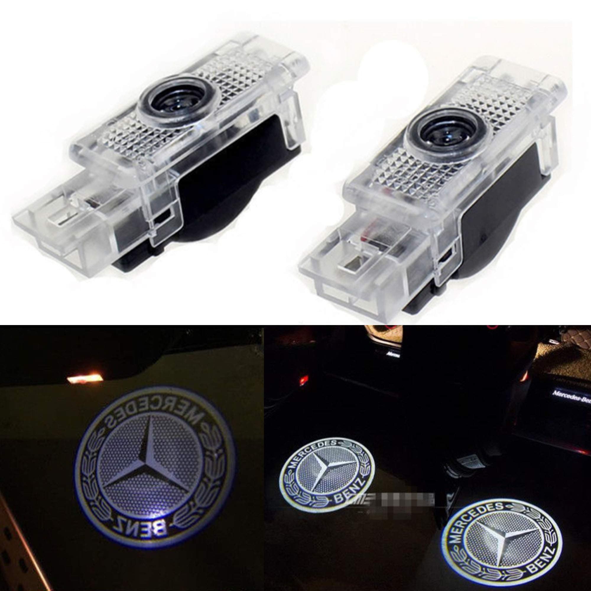 CNAutoLicht 2PCS LED Door Step Courtesy Light Laser Shadow Logo Projector For Mercedes Benz C208 C209 CLK320 CLK350 R171 R172 SLK280 SLK350 R199 SLR-Class W203 C180 C200 C220 C230 New