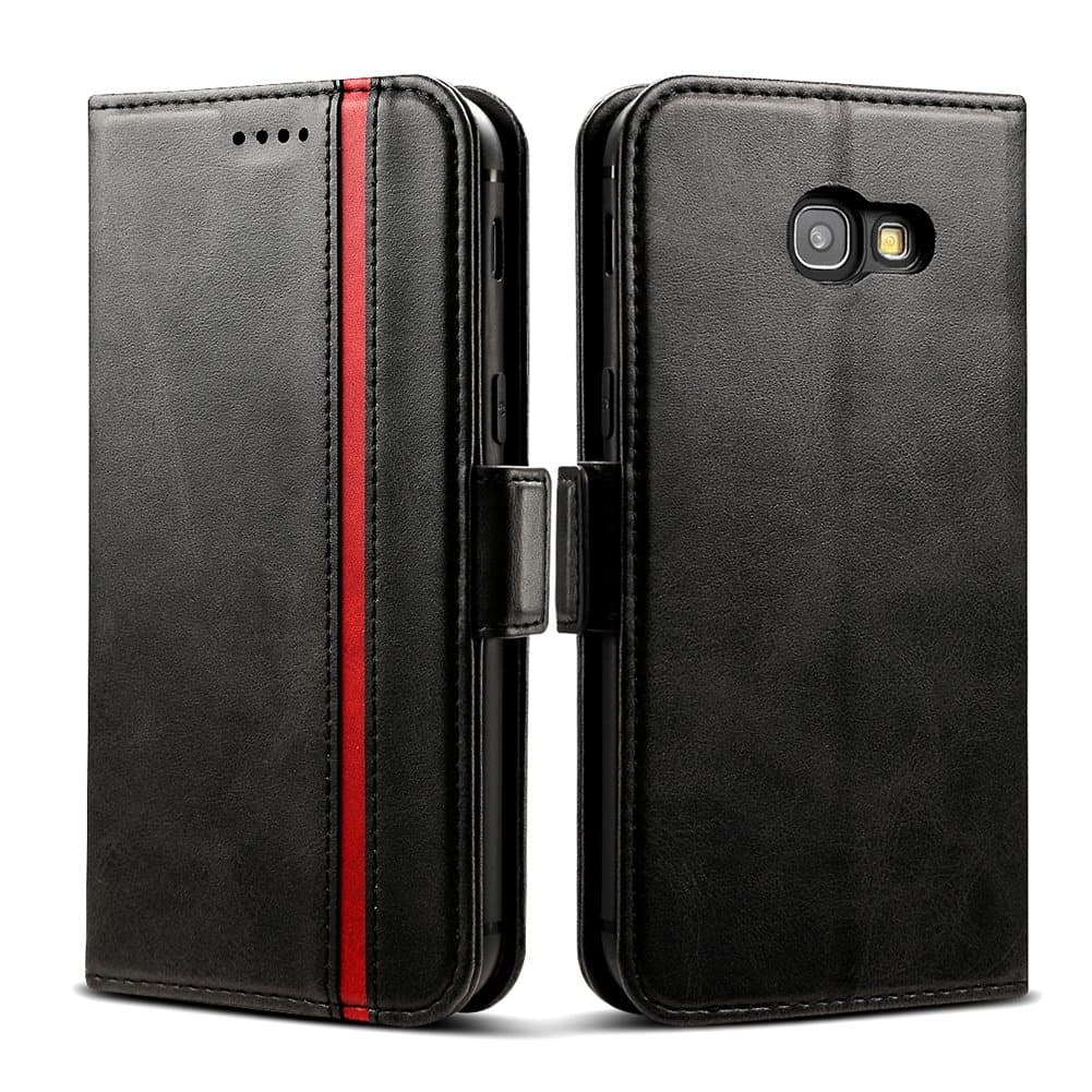 Rssviss Case for Samsung Galaxy A5 2017, Samsung A5 2017 PU Leather Case, Galaxy A5 2017 Cover Shockproof 4 Card and Change Slots with Magnetic Closure A5 2017 Flip Wallet Case, 5,0 inch Black