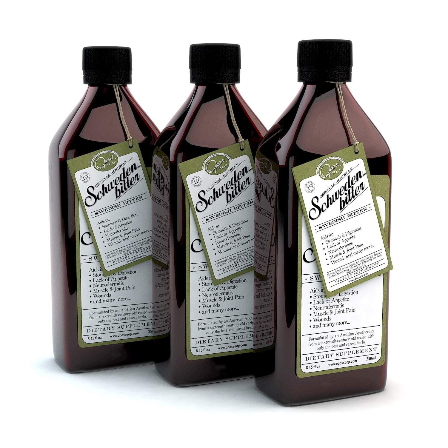 Original Austrian Swedish Bitters Extract 8.45 fl.oz (Multi-Pack of 3) Maria Treben, TOP Quality, Concentrated,