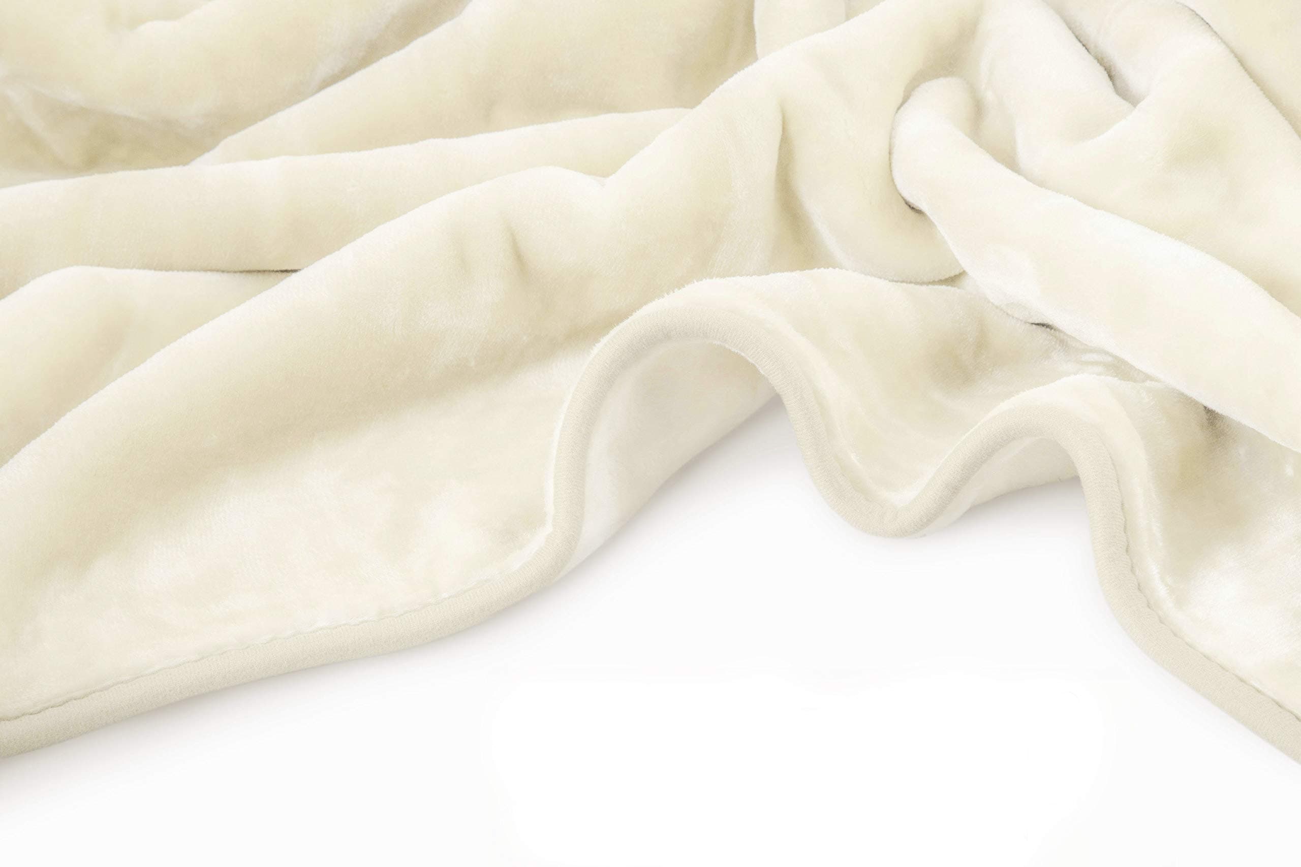 VIVALON Solid Color Ultra Silky Soft Heavy Duty Quality Korean Mink Reversbile Blanket 8 lbs Queen Marshmallow Cream