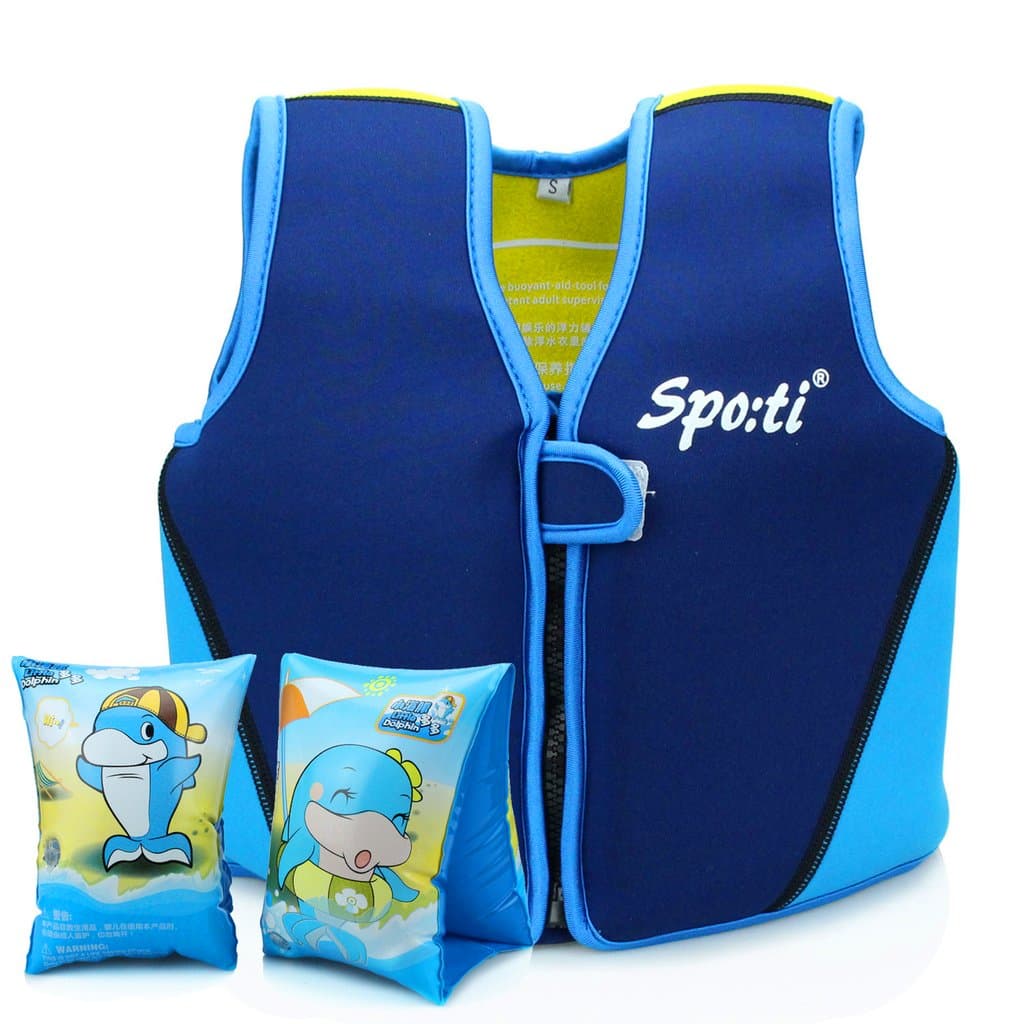 Wolfway Buoyancy Swim Jacket - Child Junior Swim Training Vest, Removable Floats (Neoprene) Used Age: 18 Months - 7 Years Old Baby to the Swimming Pool, Kayak include Swim Arm Band