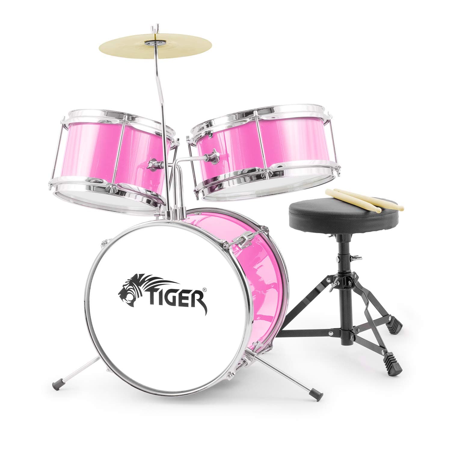3 Piece Junior Drum Kit, Pink (JDS7-PK)