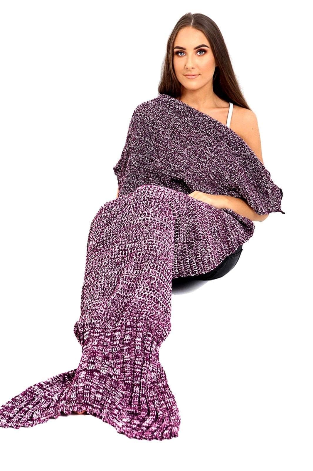 TBOOM Mermaid Tail Blanket Knitting Pattern Handmade Ultra Soft & Super Cool Portable & Convenient Adult Style for Sofa, Bed linens, Camping , Business Trip and Travelling Perfect Gift Choice (180*90cm (73.46 inch x36.7 inch) Adults Girls)