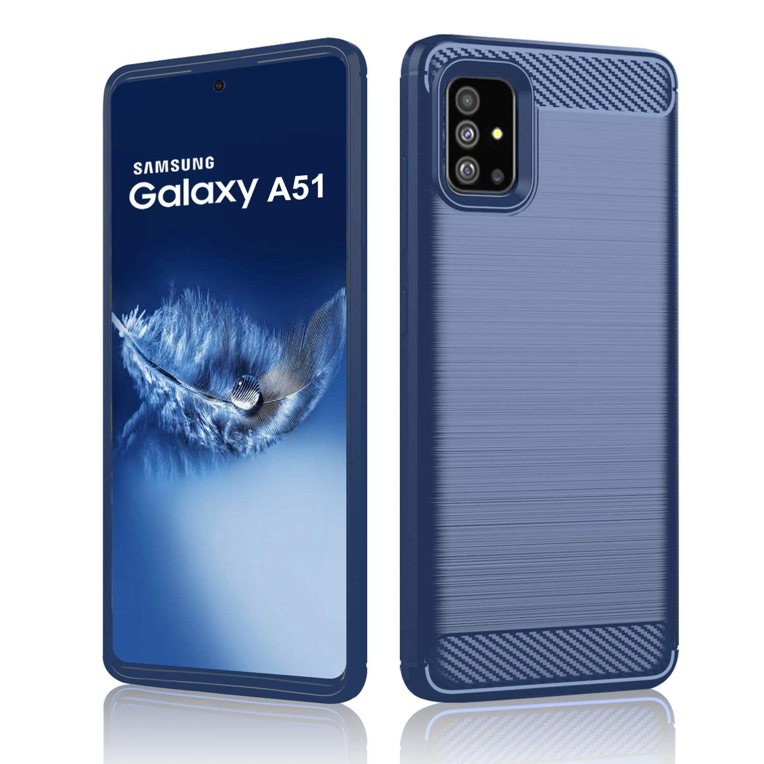 Phone Case for Galaxy A51,Samsung A51 Protective Case,Blue,Soft TPU Carbon Fiber Protective Cover, Light-Weight,Shockproof,Scratch Resistant,Super Thin and Fit Phone Cover for Samsung Galaxy A51 2020