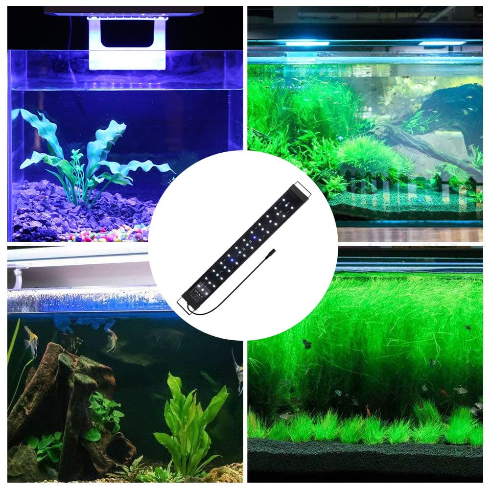 LED Aquarium Light, Fish Tank Light White and Blue LED Bulbs Plant Marine Aquarium LED Light with Extendable Bracket for Freshwater