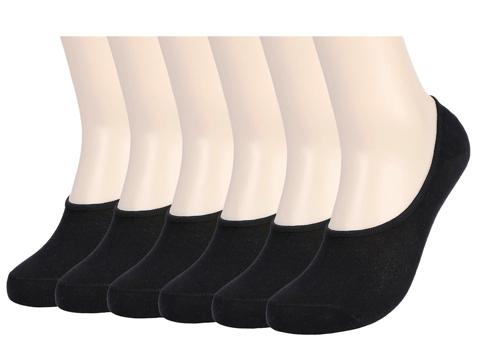 Men No Show Socks Low Cut Socks Casual Socks Thin Non Slip Invisible Boat Shoe Socks Dry Fit 6 Pack