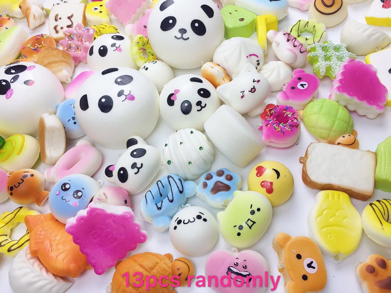 Originnt 13 Pieces Random mediuml Mini Slow Rising Squishies Brade Scented Soft Kawaii Foods Squishy with Phone Key Chain Strap Toys