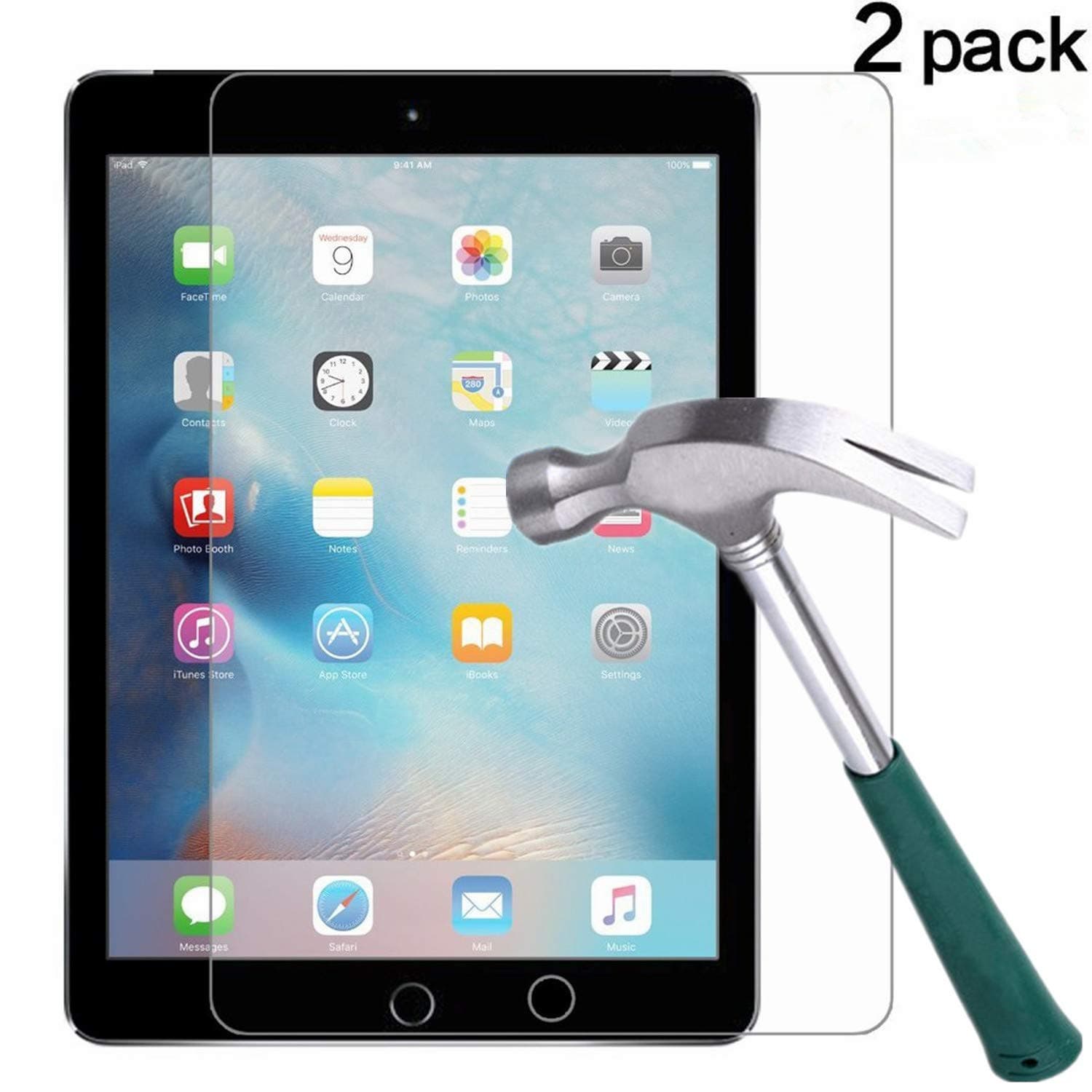 TANTEK [2-Pack Tempered Glass/Bubble-Free/Anti-Scratch Screen Protector For 12.9-inch iPad Pro (2015/2017 Model)
