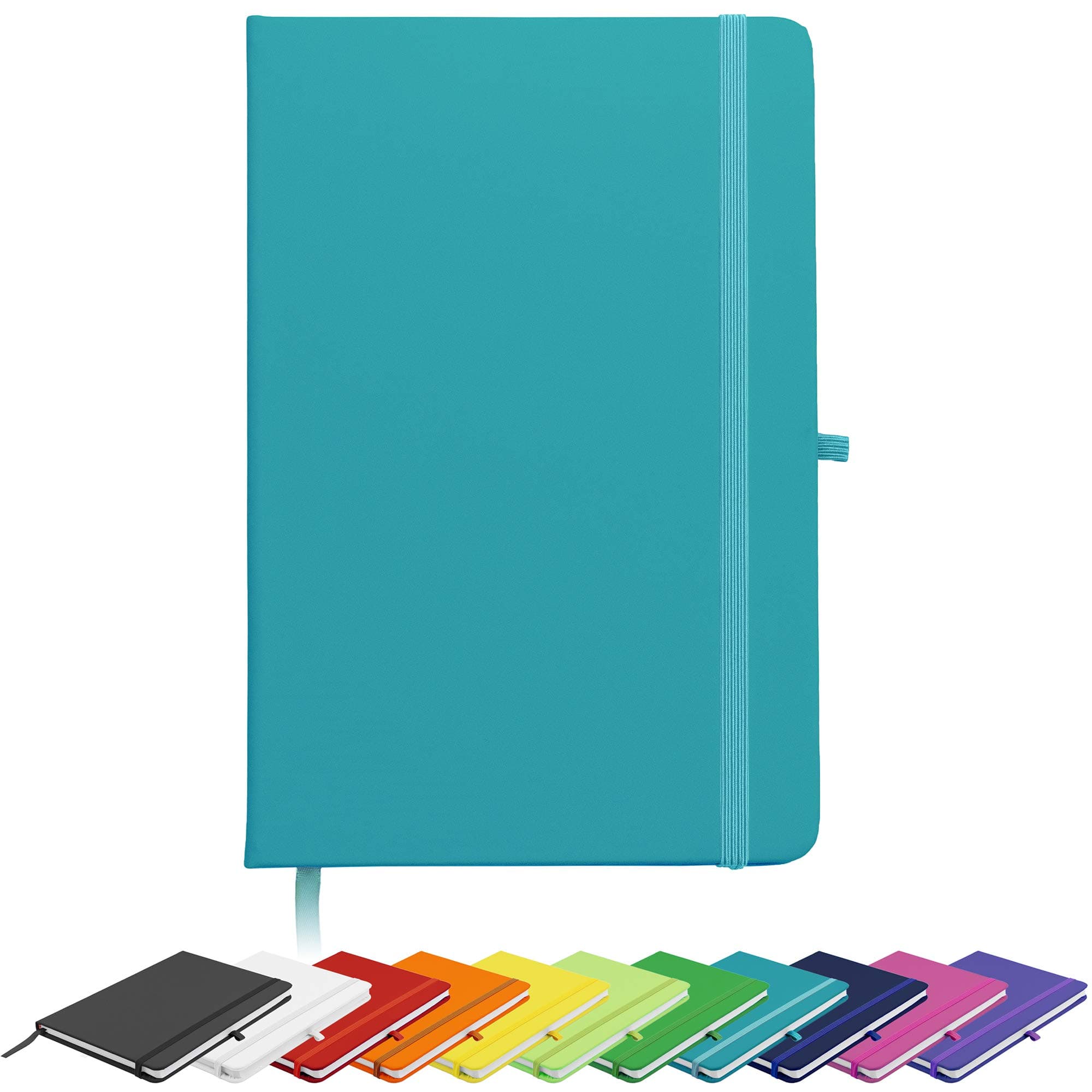 Savvy Bee Blanco Basic A5 Unlined Plain Page Notebook New Hardback Journal with pen loop, elastic closure, ribbon marker and pen loop Notepad Note Book Notes Diary Pad (Teal)