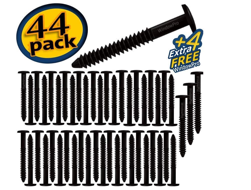 WindowPro Black Window Shutters Peg Loks Spikes 3 inch 48 Pack (Black)