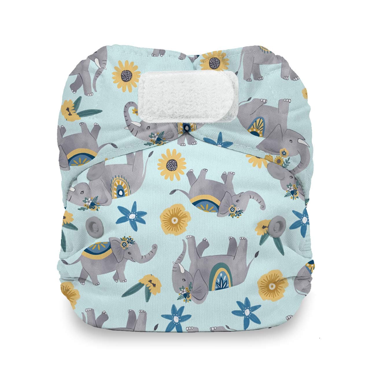 Thirsties Newborn All in One Cloth Diaper, Hook & Loop Closure, Elefantabulous (5-14 lbs)