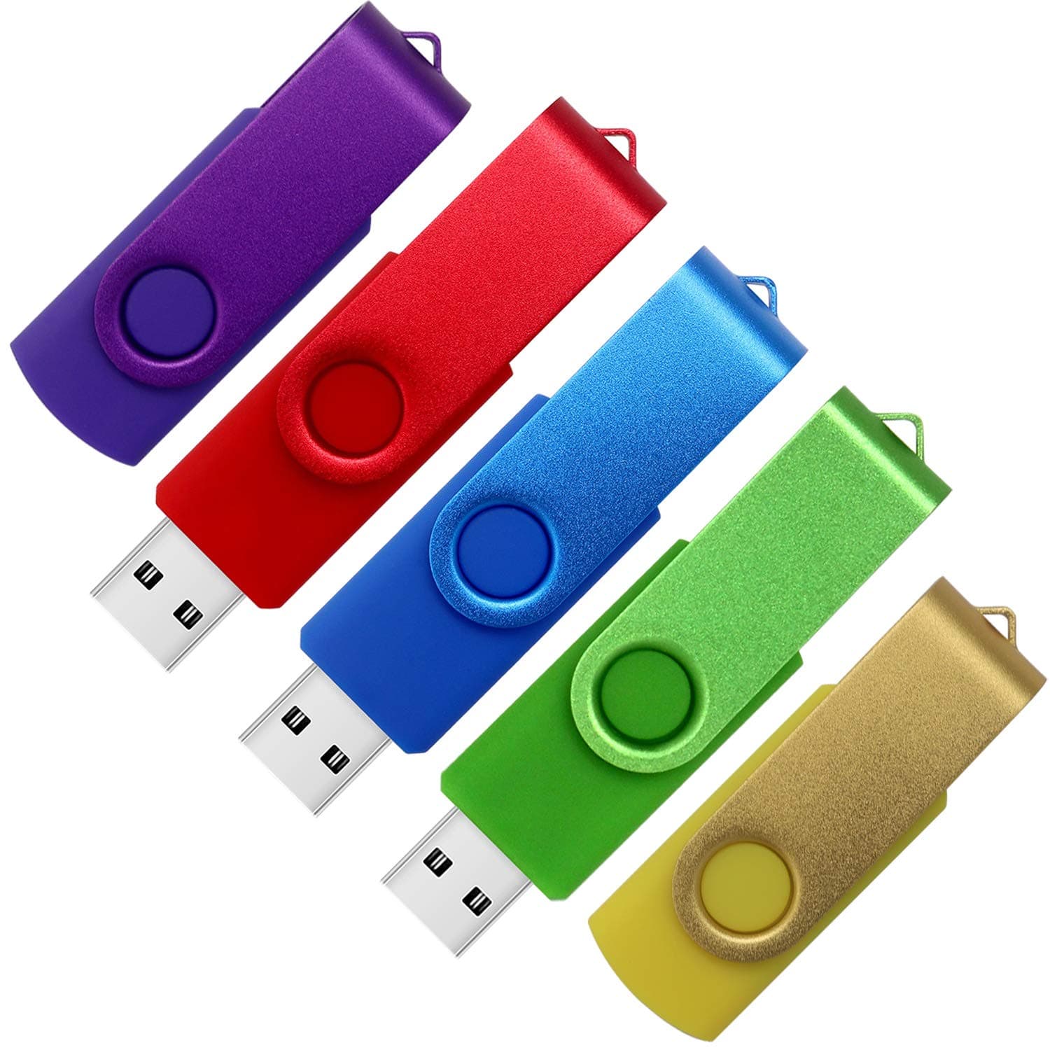 SumDuta 5pcs 8GB U-Disk USB Flash Drive Swivel Design 8GB USB 2.0 Flash Memory Stick Pen Drive Mixed Colors: Purple Green Blue Red Gold