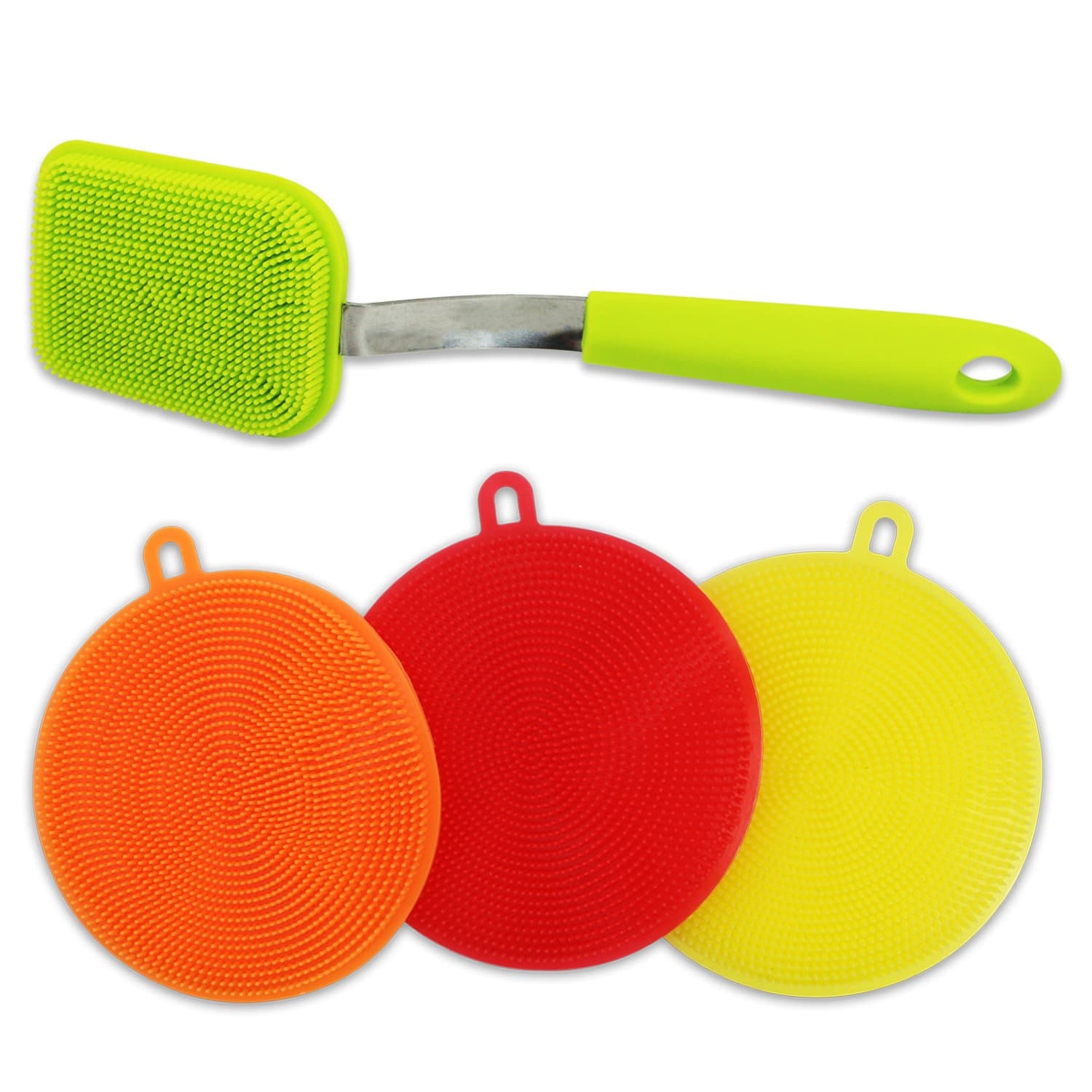 Kitchen Sponge-Dish Scrubber, Antibacterial Silicone Scrub Brush Set by Housola