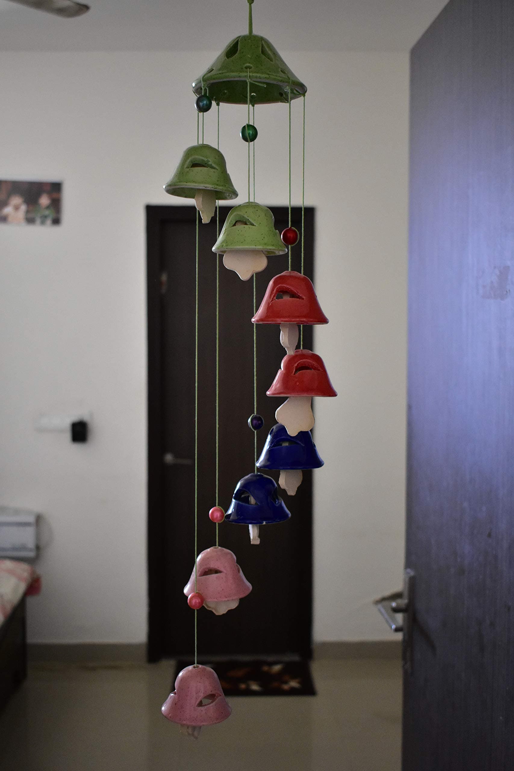 Kunhar Ceramic Wind Chime (13 x 13 x 71 cm, Multicolour)