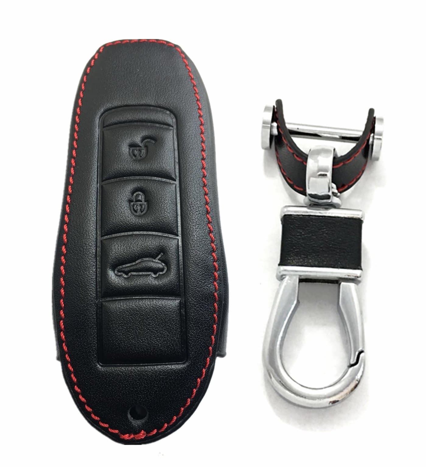 Rpkey Leather Keyless Entry Remote Control Key Fob Cover Case protector Replacement Fit For Porsche Boxster Cayman Cayenne 911 Panamera Macan KR55WK50138 KR55WK50136 7812D-5WK50138